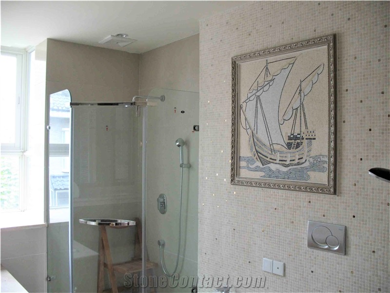 Wall Murals Water Jet Pattern Art Marble Mosaic Portrait