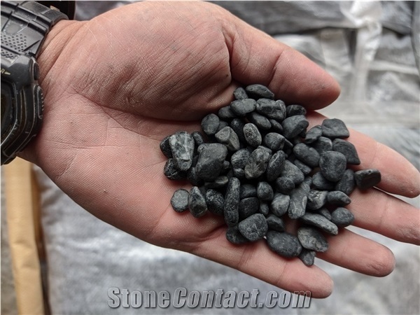 Tumbled Black Pebble Stone for Landscaping
