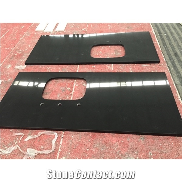 8mm 15mm Artificial Black Mirror Thin Quartz Stone Countertops