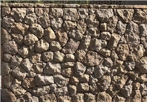 Beige Granite Mushroom Wall Clading,Garden Retaining Wall