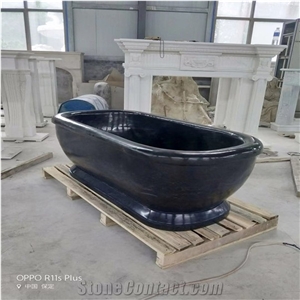 Black Marble Rectangle Bathtub for Fat People