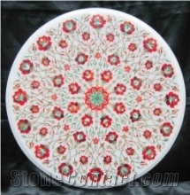 Red Round Marble Table Top Stone Elegant Garden Style Red Round Marble Table Top Stone Elegant Garden Style