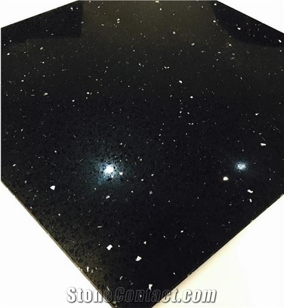 Sparkle Diamond Mirrior Shining Crystal Black Quartz Tiles