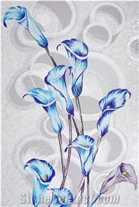 Blue Flower Calla Lily Glass Mosaic Artworks Medallion