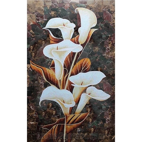 Calla Flowers Scenery Series Glass Mosaic Art Medallion