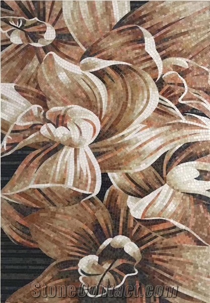 Coffee Color Orchid Series Glass Mosaic Medallion