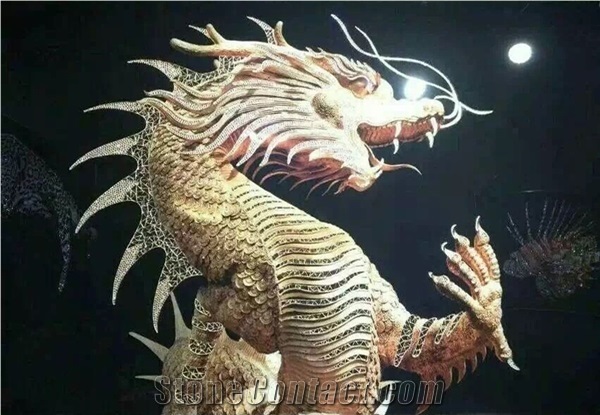 Dragon Photo Background Glass Mosaic Art Medallion