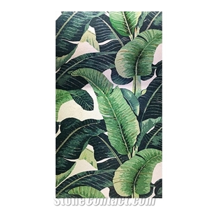 Green Leaves Glass Mosaic Art Medallion Pattern Green Leaves Glass Mosaic Art Medallion Pattern