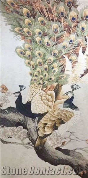 Nice Beautiful Peacock with Yellow Series Glass Mosaic