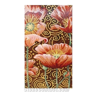 Purple Chrysanthemum Glass Mosaic Artworks Medallion