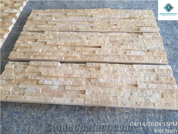 Yellow Marble Wall Panel Combination 10 Lines Culture Stone