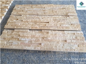 Yellow Marble Wall Panel Combination 10 Lines Culture Stone