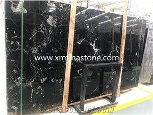 Black Ice Flower Polished Slab Tile