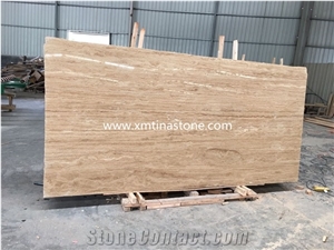 Cream Travertine Light Beige Color Stone Slab Tiles