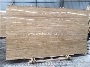Cream Travertine Light Beige Color Stone Slab Tiles