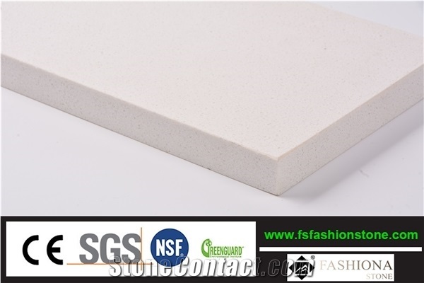 Snow White Prefab Quartz Stone Bathroom Countertops