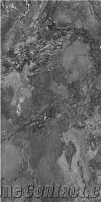 China Dark Grey Ceramic Glossy Porcelain Stone Tile Flooring