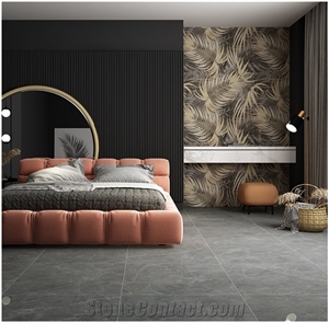 Fantasy Grey Dark Marble Look Glossy Ceramic Floor Tiles
