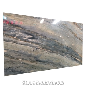 Luxury Blue Santorini Quartzite Tiles Big Slab for Countertop