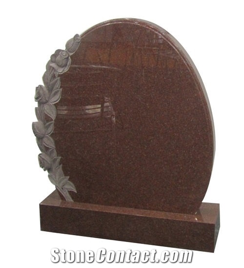 Upright Headstone Engraved with Flowers Design