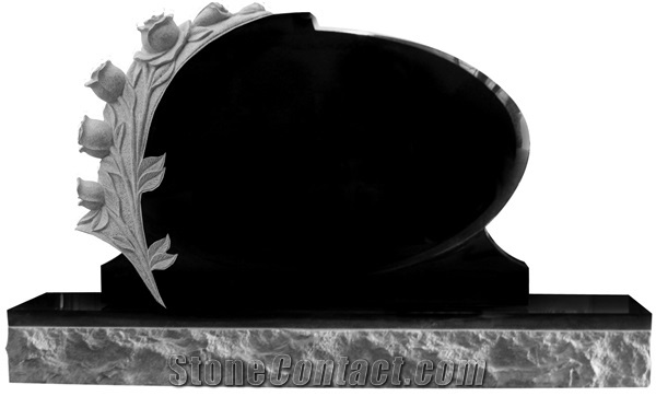 Upright Headstone Engraved with Flowers Design