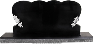 Upright Headstone Engraved with Flowers Design