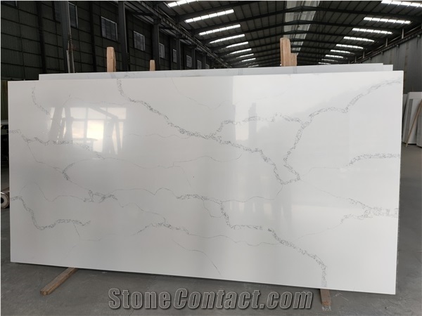 Calacatta White Artificial Quartz Slabs Tiles Floor Wall