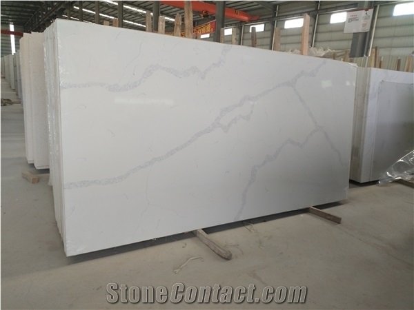 Calacatta White Artificial Quartz Slabs Tiles Floor Wall