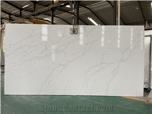 Calacatta White Quartz Slabs Tiles Factory Direct Surface