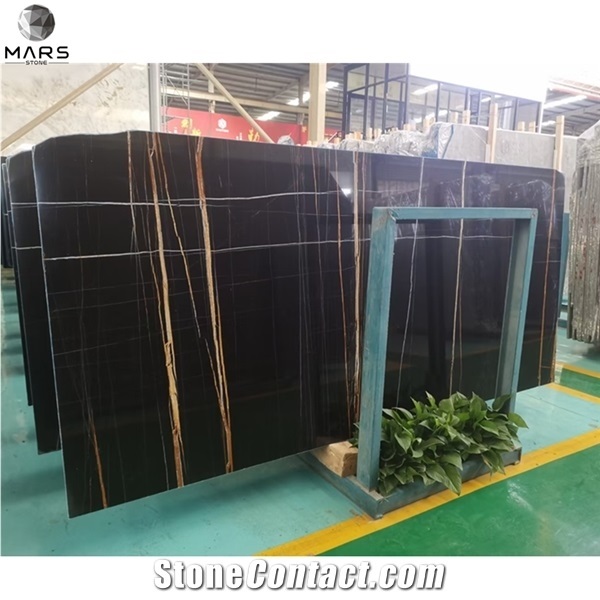 Cheap China Sahara Noir Aziza Black Marble Gold Veins
