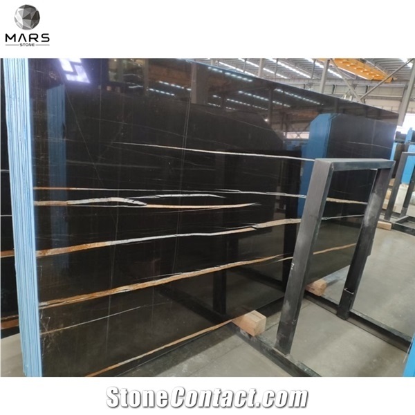 Cheap China Sahara Noir Aziza Black Marble Gold Veins