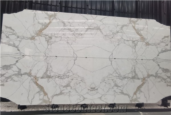 Luxury Calcutta Golden Bianco Marble Slab
