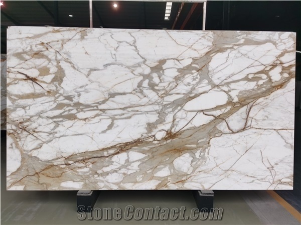 Luxury Calcutta Golden Bianco Marble Slab