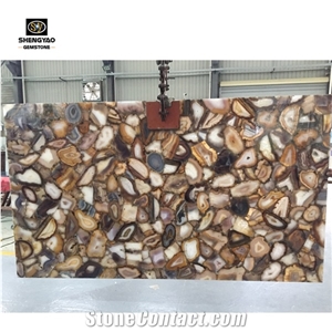 Backlit Feature Wall Home Decor Gemstone Grey Agate Slab