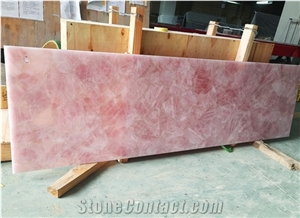 Customized Gemstone Pink Crystal Kitchen Bar Top for Villa