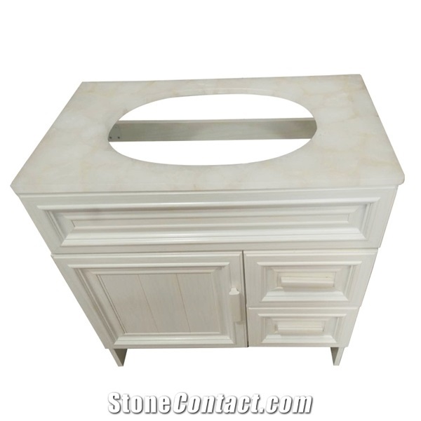 Customized Gemstone Quartz Bathroom Vanity Tops Wash Basin