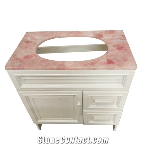 Customized Gemstone Quartz Bathroom Vanity Tops Wash Basin