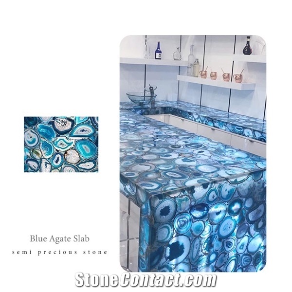 Unique Customized Agate Gem Stone Backlit Bar Top