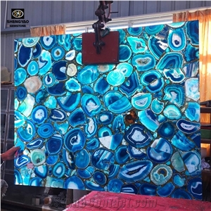 Unique Customized Agate Gem Stone Backlit Bar Top