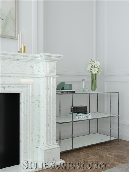 Modern Design Beige Marble Fireplace Decoreaction