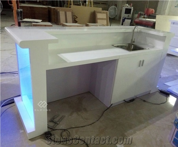 Blue Light Artificial Marble Commercial Wine Bar Counters