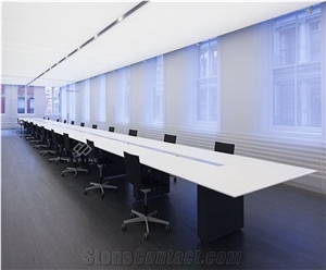 High Gloss Pure White Office Artificial Marble Conference Table