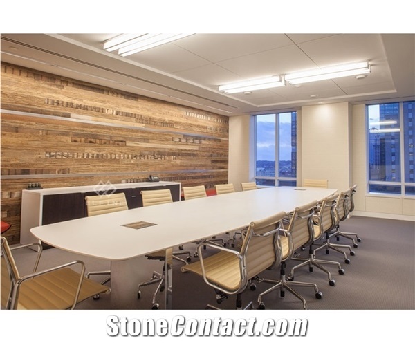 High Glossy White Artificial Marble Stone Meeting Room Conference Table Chairs