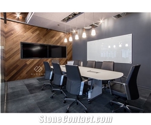 High Glossy White Artificial Marble Stone Meeting Room Conference Table Chairs