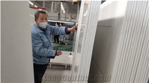 Sparkle Big Grain White Quartz Slabs Engineer Stones