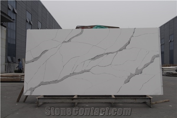2021 New Design Gold Veins Artificial Quartz Calacatta