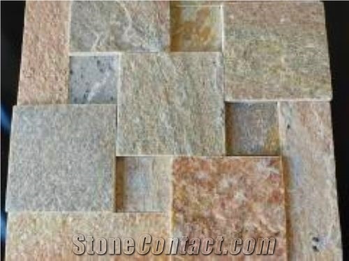 Sawn Cut Florania Pink Mix Color Quartzite Tiles