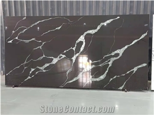Calacatta Novo Black Clour with White Vien Quartz Slab