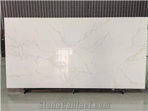 Calacatta Novo with Golden Line Quartz Slabs