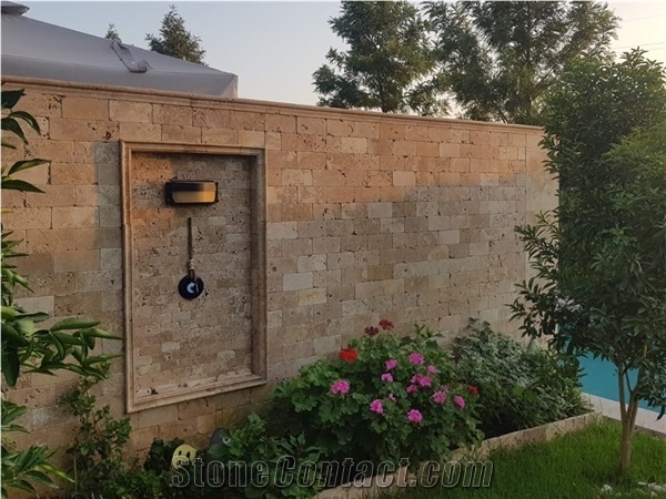 Apollon Gold Travertine Cross-Cut, Unfilled, Honed Double Ogee Moulding, Profile